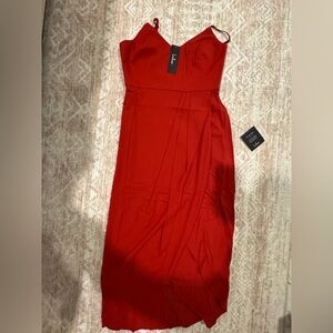 Lulu's Vibrant Red Strapless Dress